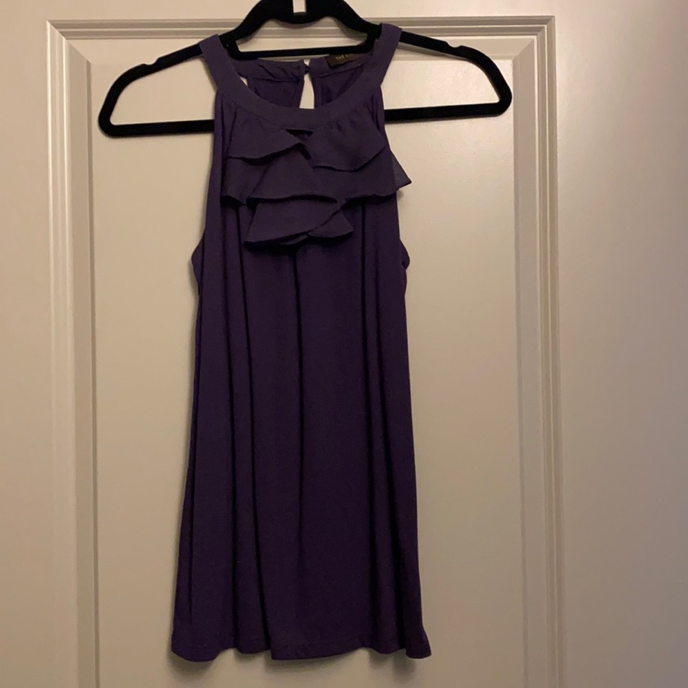 Limited plum high neck top with ruffles size S